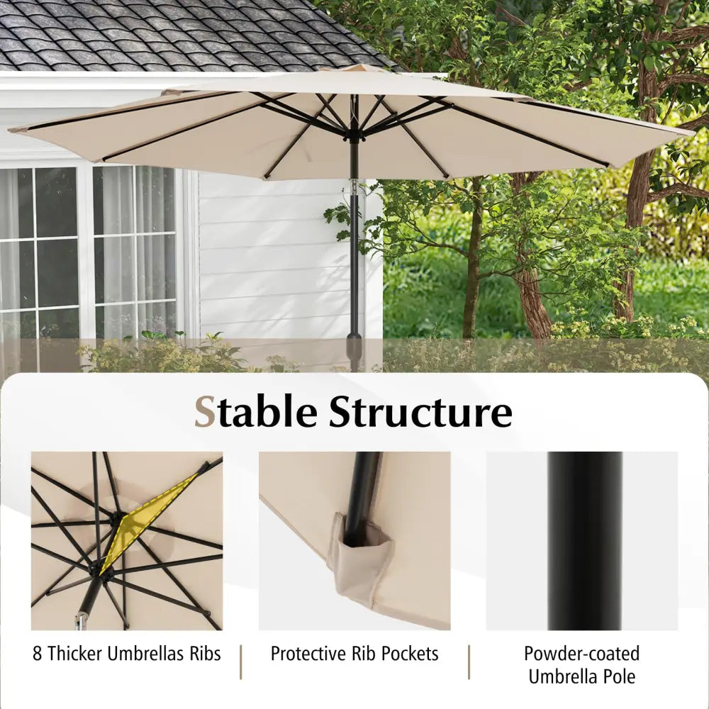 10 Feet Outdoor Patio Umbrella with Tilt Adjustment and Crank-Beige - Beige - Outdoor Umbrellas