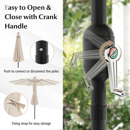10 Feet Outdoor Patio Umbrella with Tilt Adjustment and Crank-Beige - Beige - Outdoor Umbrellas