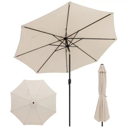 10 Feet Outdoor Patio Umbrella with Tilt Adjustment and Crank-Beige - Beige - Outdoor Umbrellas