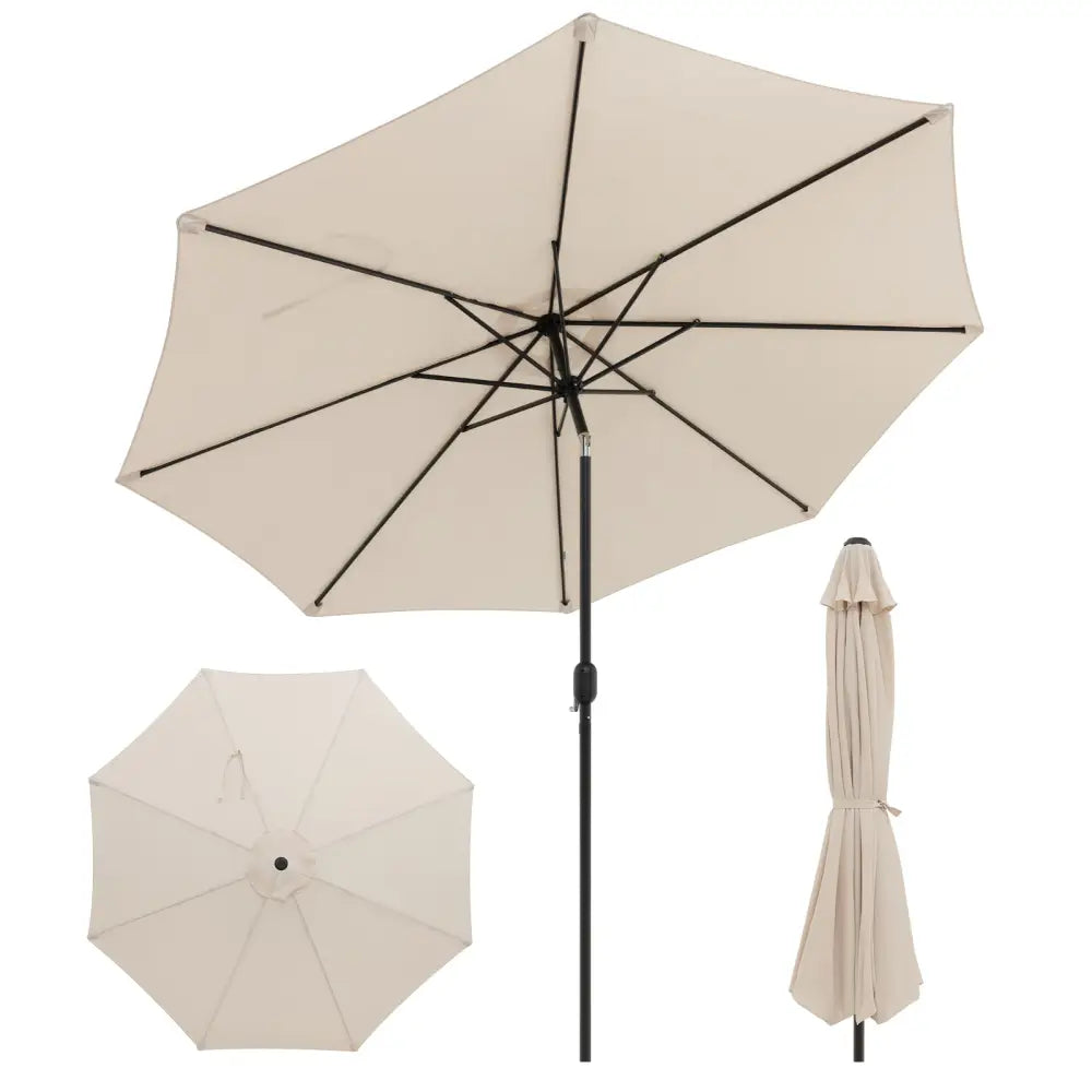 10 Feet Outdoor Patio Umbrella with Tilt Adjustment and Crank-Beige - Beige - Outdoor Umbrellas