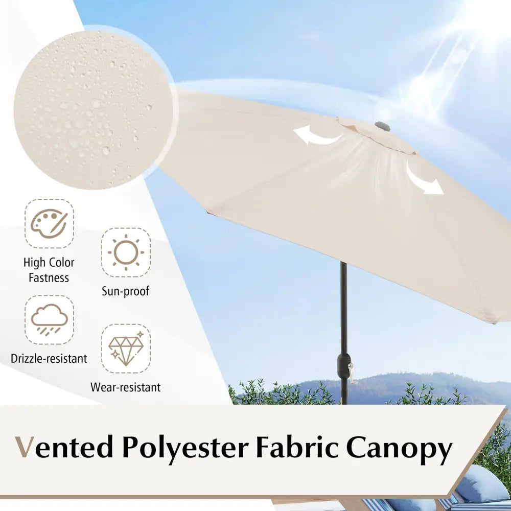 10 Feet Outdoor Patio Umbrella with Tilt Adjustment and Crank-Beige - Beige - Outdoor Umbrellas
