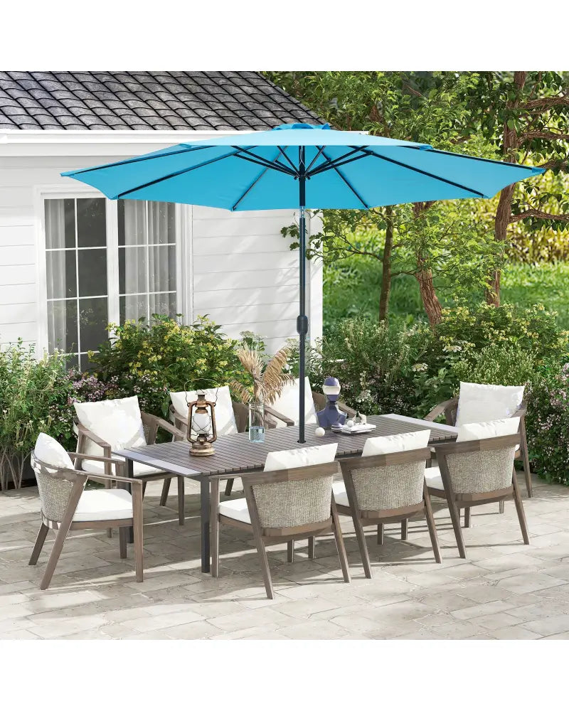 10 Feet Outdoor Patio Umbrella with Tilt Adjustment and Crank-Blue - Blue - Outdoor Umbrellas