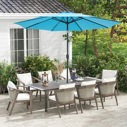 10 Feet Outdoor Patio Umbrella with Tilt Adjustment and Crank-Blue - Blue - Outdoor Umbrellas