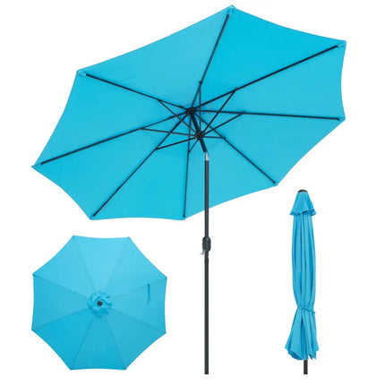 10 Feet Outdoor Patio Umbrella with Tilt Adjustment and Crank-Blue - Blue - Outdoor Umbrellas