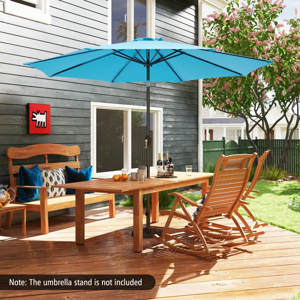 10 Feet Outdoor Patio Umbrella with Tilt Adjustment and Crank-Blue - Blue - Outdoor Umbrellas
