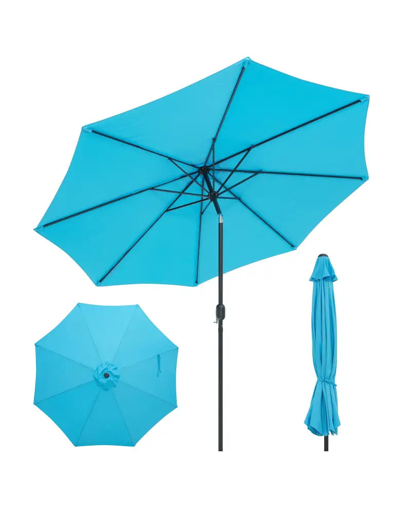 10 Feet Outdoor Patio Umbrella with Tilt Adjustment and Crank-Blue - Blue - Outdoor Umbrellas