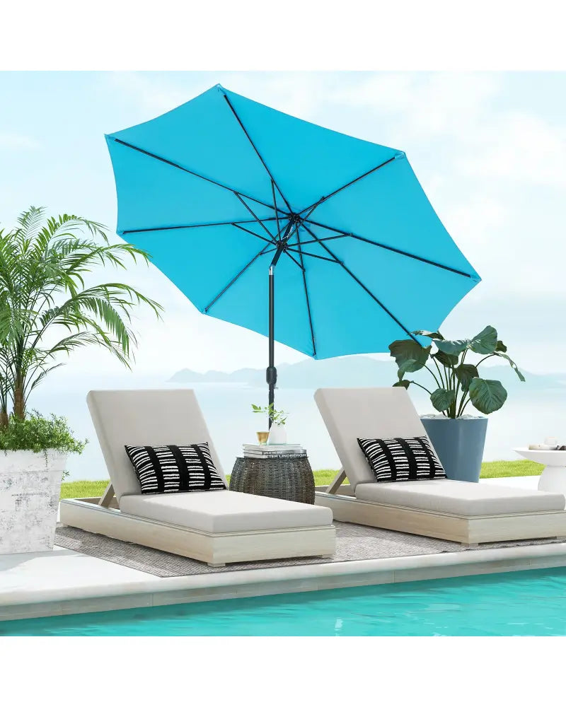 10 Feet Outdoor Patio Umbrella with Tilt Adjustment and Crank-Blue - Blue - Outdoor Umbrellas