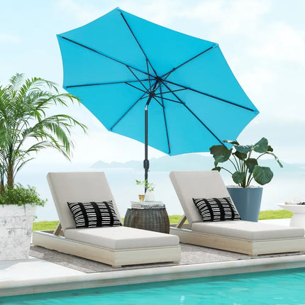 10 Feet Outdoor Patio Umbrella with Tilt Adjustment and Crank-Blue - Blue - Outdoor Umbrellas