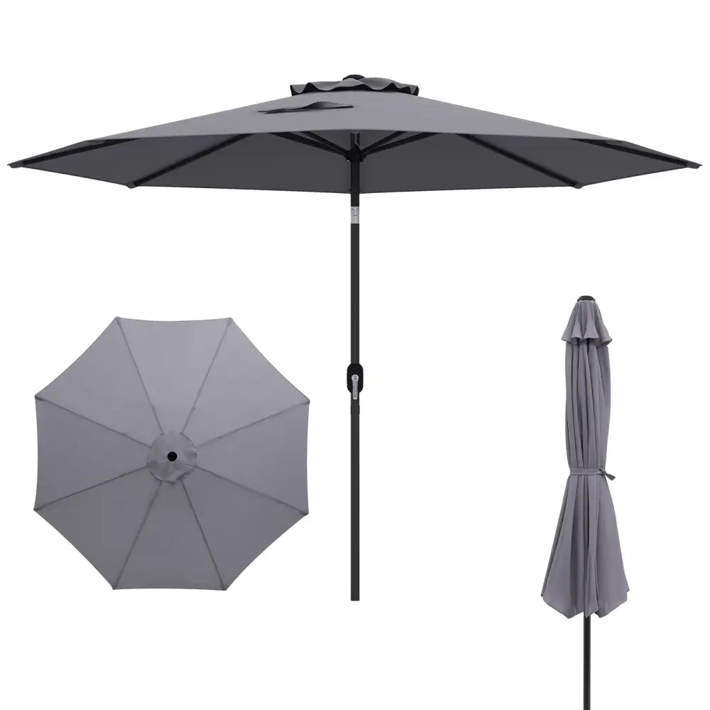 10 Feet Outdoor Patio Umbrella with Tilt Adjustment and Crank-Gray - Gray - Outdoor Umbrellas