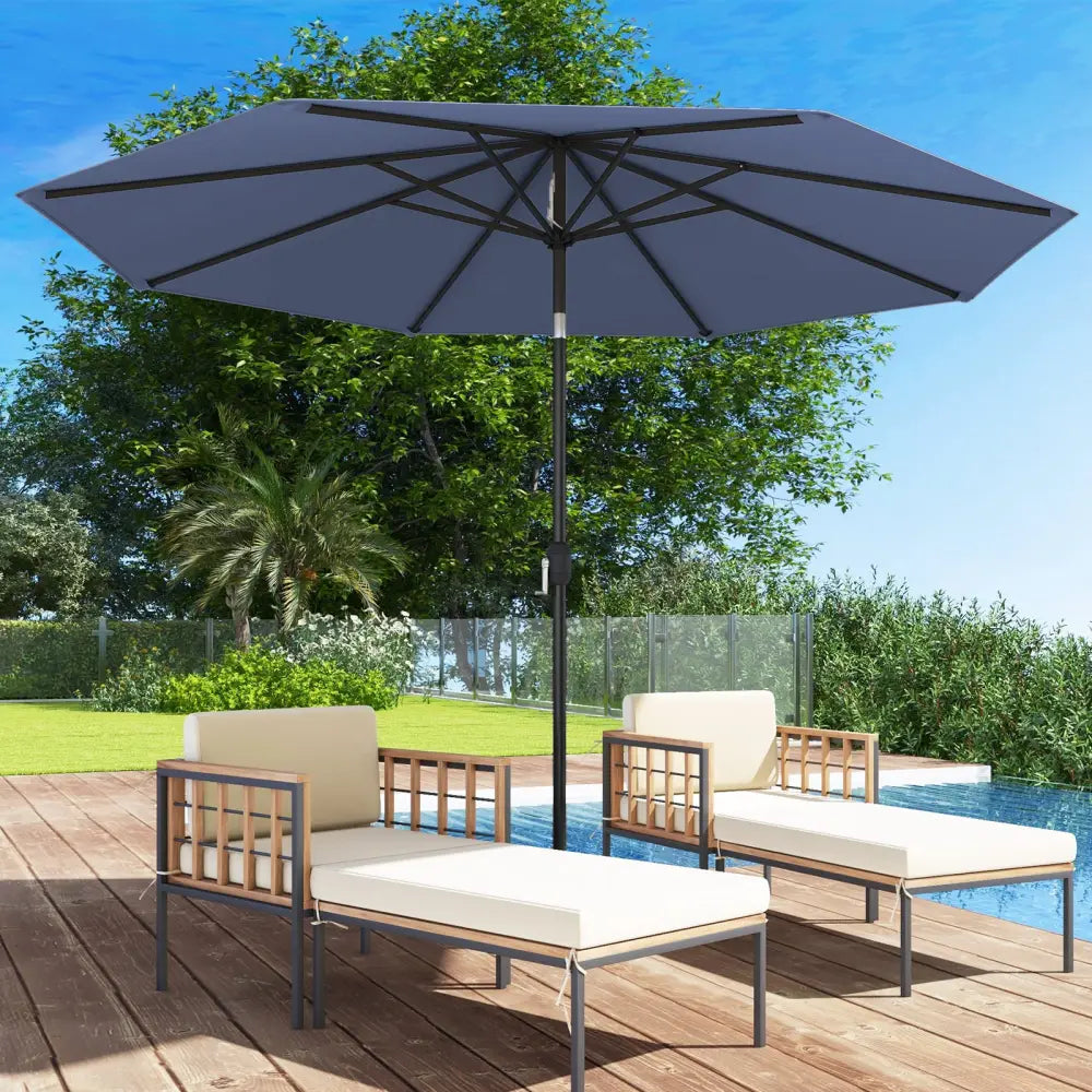 10 Feet Outdoor Patio Umbrella with Tilt Adjustment and Crank-Navy - Navy - Outdoor Umbrellas