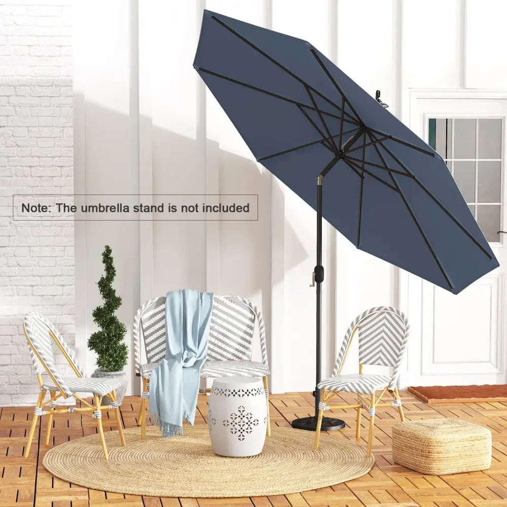 10 Feet Outdoor Patio Umbrella with Tilt Adjustment and Crank-Navy - Navy - Outdoor Umbrellas