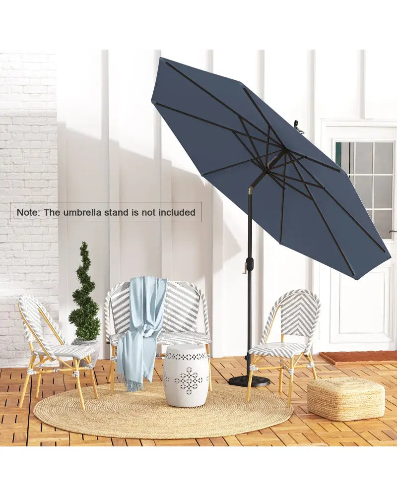10 Feet Outdoor Patio Umbrella with Tilt Adjustment and Crank-Navy - Navy - Outdoor Umbrellas