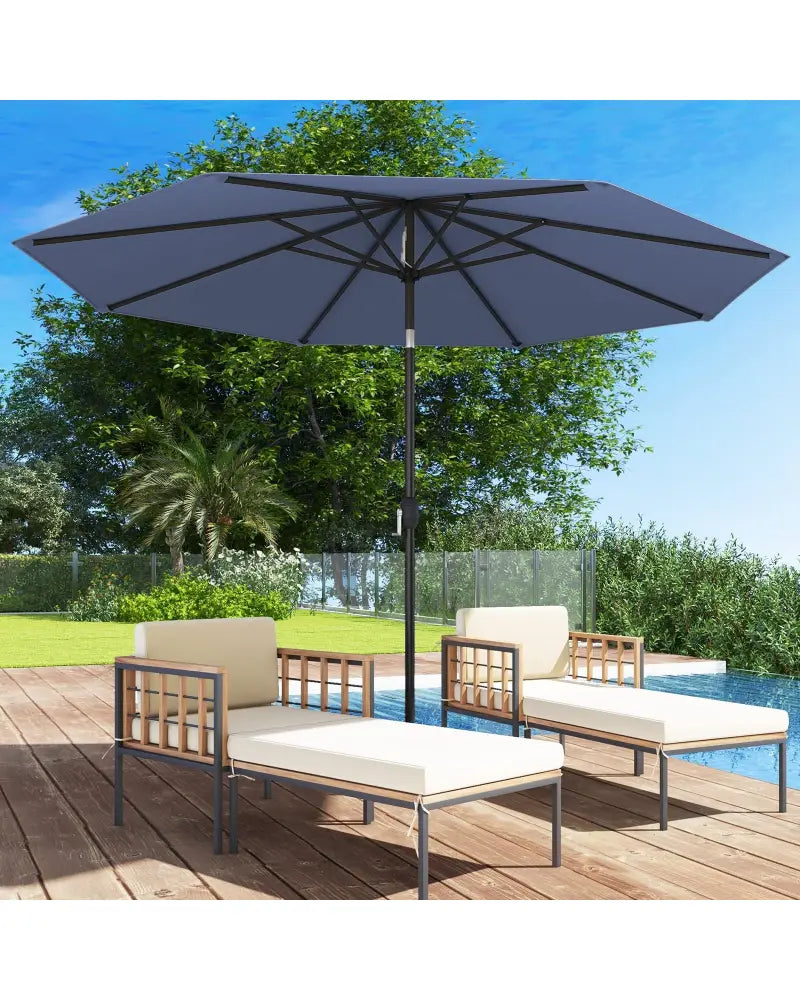 10 Feet Outdoor Patio Umbrella with Tilt Adjustment and Crank-Navy - Navy - Outdoor Umbrellas
