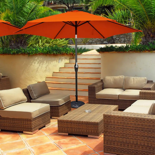 10 Feet Outdoor Patio Umbrella with Tilt Adjustment and Crank-Orange - Orange - Outdoor Umbrellas