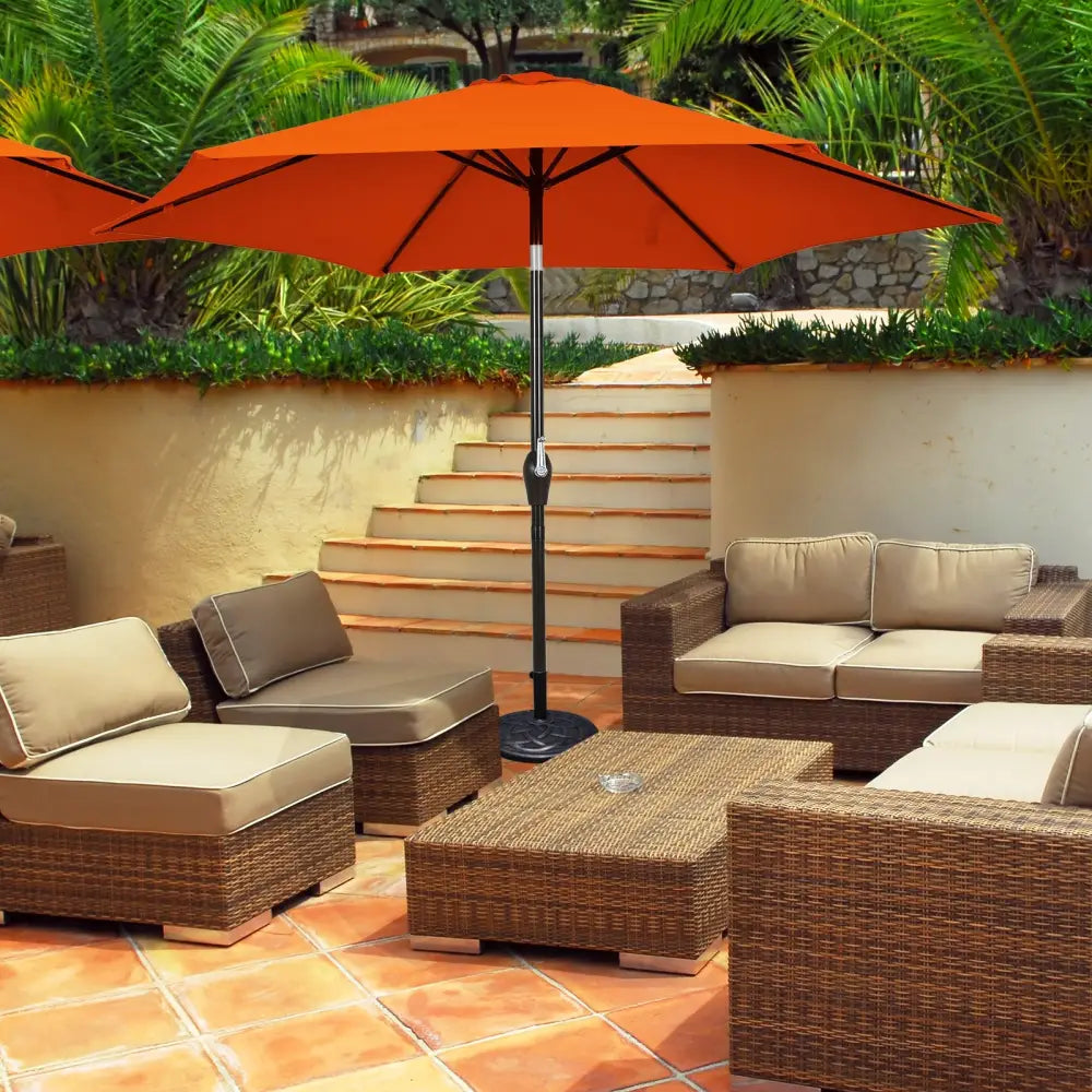 10 Feet Outdoor Patio Umbrella with Tilt Adjustment and Crank-Orange - Orange - Outdoor Umbrellas