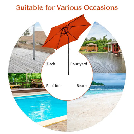 10 Feet Outdoor Patio Umbrella with Tilt Adjustment and Crank-Orange - Orange - Outdoor Umbrellas