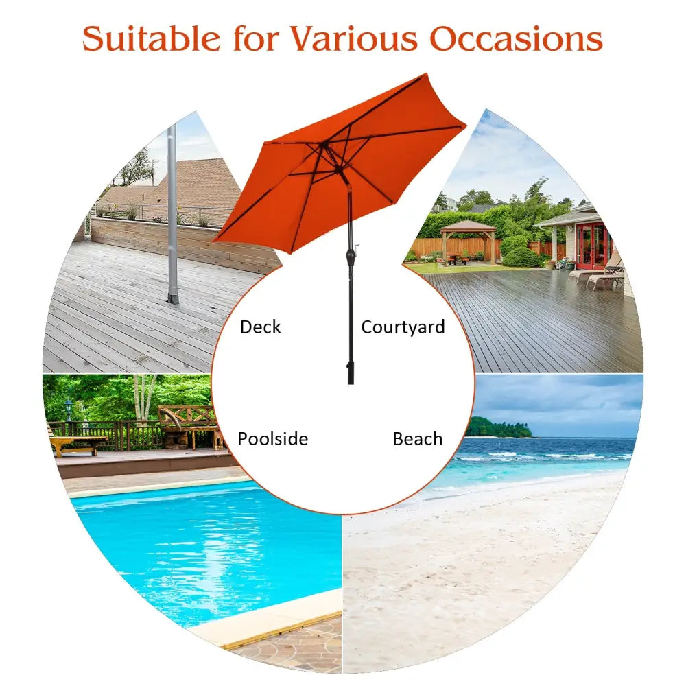 10 Feet Outdoor Patio Umbrella with Tilt Adjustment and Crank-Orange - Orange - Outdoor Umbrellas