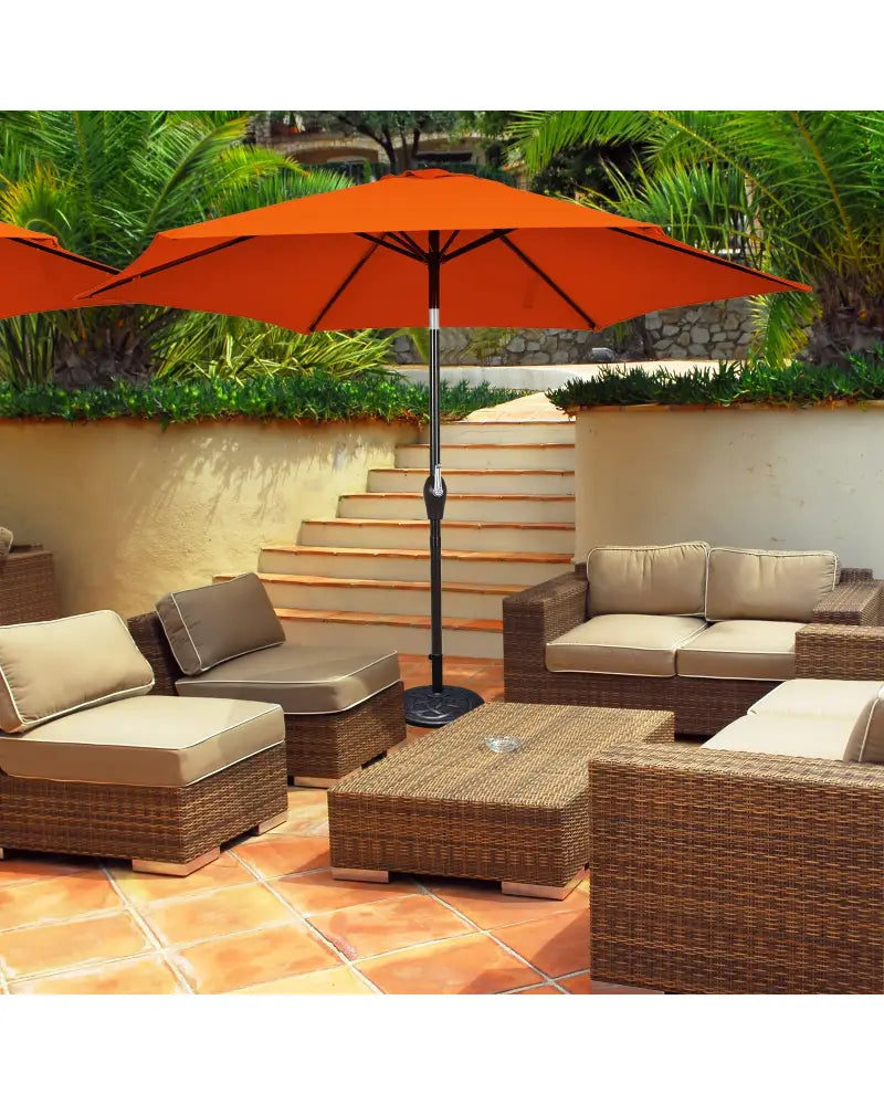 10 Feet Outdoor Patio Umbrella with Tilt Adjustment and Crank-Orange - Orange - Outdoor Umbrellas