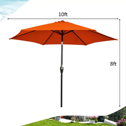 10 Feet Outdoor Patio Umbrella with Tilt Adjustment and Crank-Orange - Orange - Outdoor Umbrellas