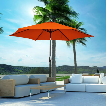 10 Feet Outdoor Patio Umbrella with Tilt Adjustment and Crank-Orange - Orange - Outdoor Umbrellas