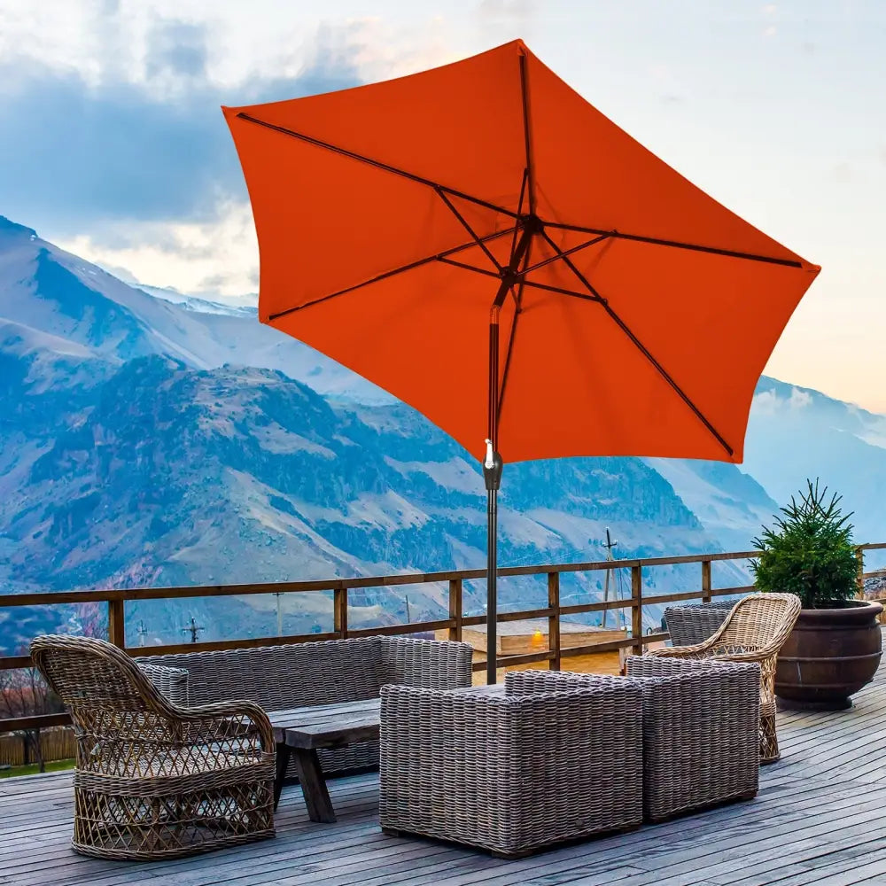 10 Feet Outdoor Patio Umbrella with Tilt Adjustment and Crank-Orange - Orange - Outdoor Umbrellas