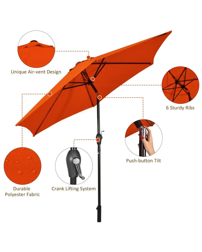 10 Feet Outdoor Patio Umbrella with Tilt Adjustment and Crank-Orange - Orange - Outdoor Umbrellas