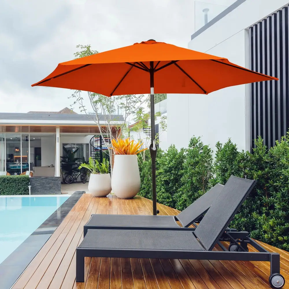 10 Feet Outdoor Patio Umbrella with Tilt Adjustment and Crank-Orange - Orange - Outdoor Umbrellas