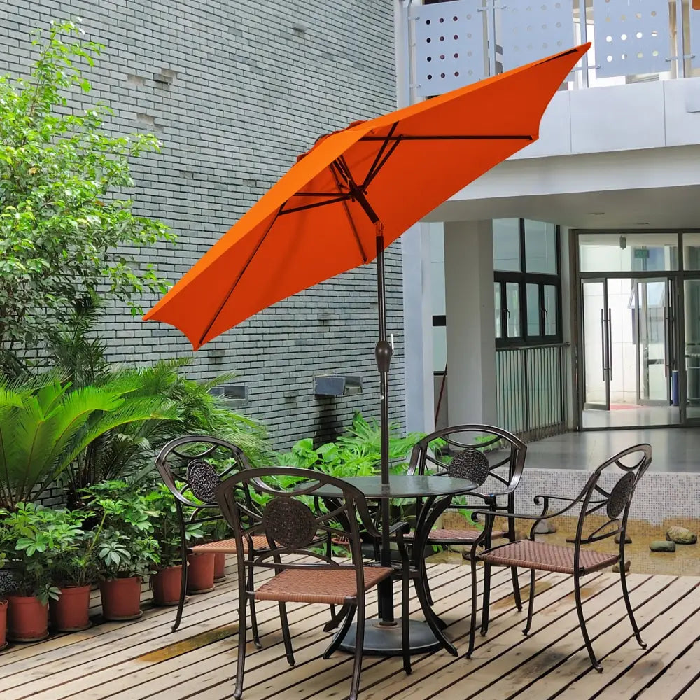 10 Feet Outdoor Patio Umbrella with Tilt Adjustment and Crank-Orange - Orange - Outdoor Umbrellas