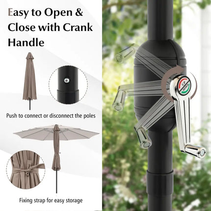10 Feet Outdoor Patio Umbrella with Tilt Adjustment and Crank-Tan - Tan - Outdoor Umbrellas