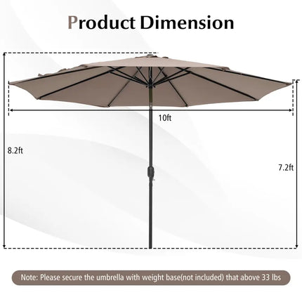 10 Feet Outdoor Patio Umbrella with Tilt Adjustment and Crank-Tan - Tan - Outdoor Umbrellas