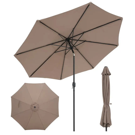 10 Feet Outdoor Patio Umbrella with Tilt Adjustment and Crank-Tan - Tan - Outdoor Umbrellas