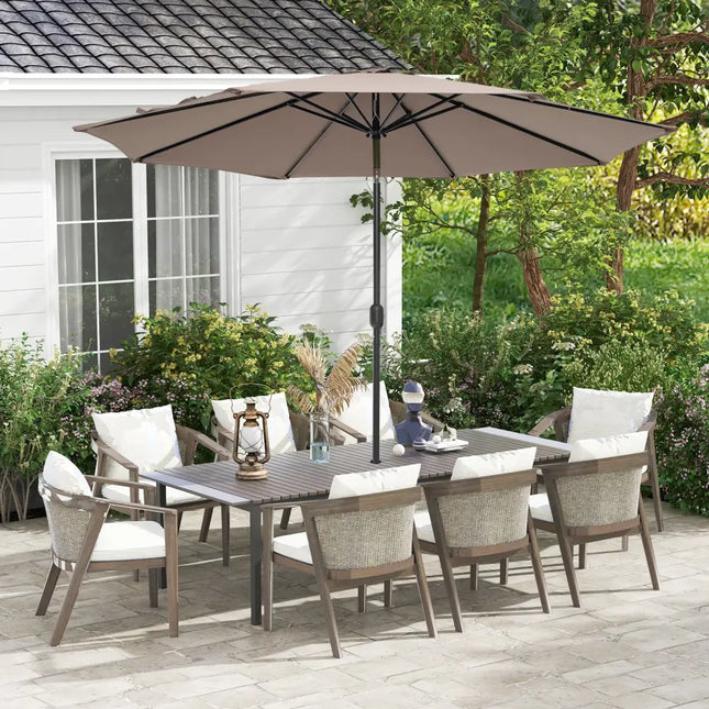 10 Feet Outdoor Patio Umbrella with Tilt Adjustment and Crank-Tan - Tan - Outdoor Umbrellas