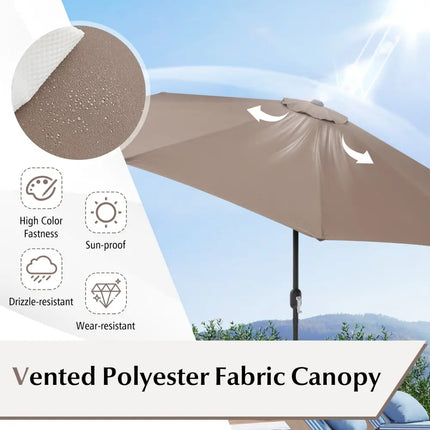10 Feet Outdoor Patio Umbrella with Tilt Adjustment and Crank-Tan - Tan - Outdoor Umbrellas