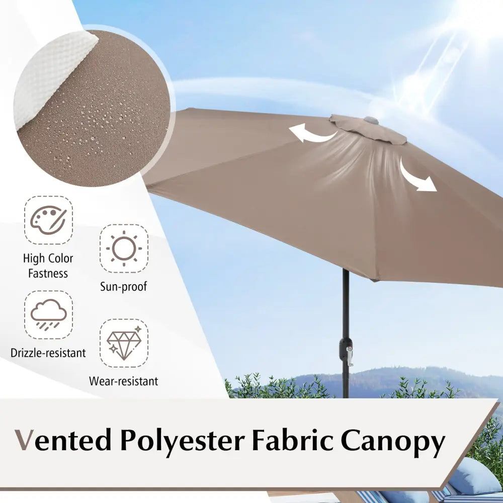 10 Feet Outdoor Patio Umbrella with Tilt Adjustment and Crank-Tan - Tan - Outdoor Umbrellas