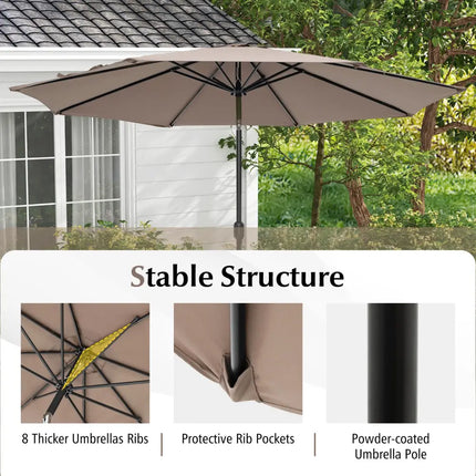 10 Feet Outdoor Patio Umbrella with Tilt Adjustment and Crank-Tan - Tan - Outdoor Umbrellas