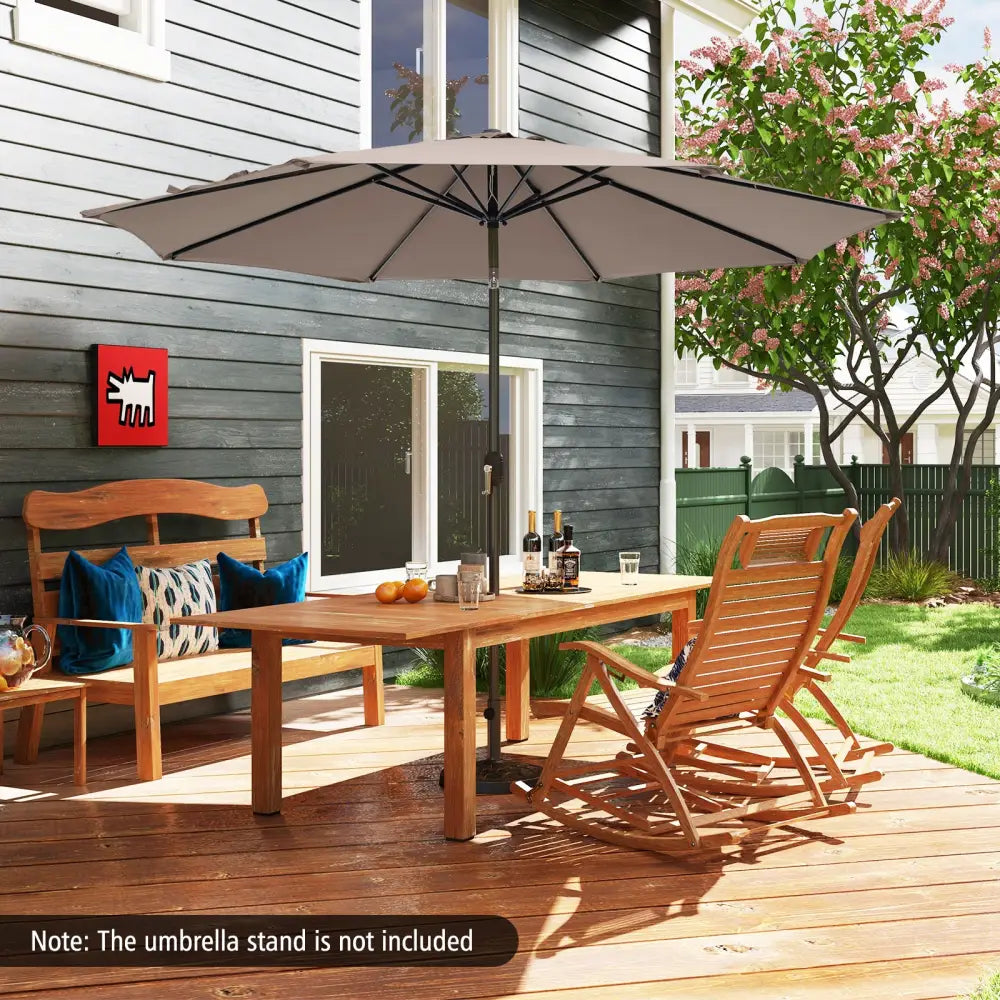 10 Feet Outdoor Patio Umbrella with Tilt Adjustment and Crank-Tan - Tan - Outdoor Umbrellas