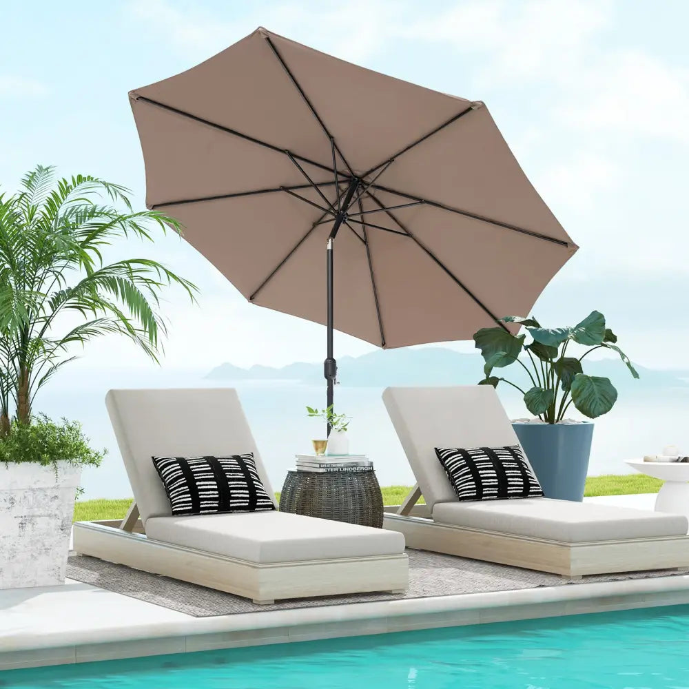 10 Feet Outdoor Patio Umbrella with Tilt Adjustment and Crank-Tan - Tan - Outdoor Umbrellas