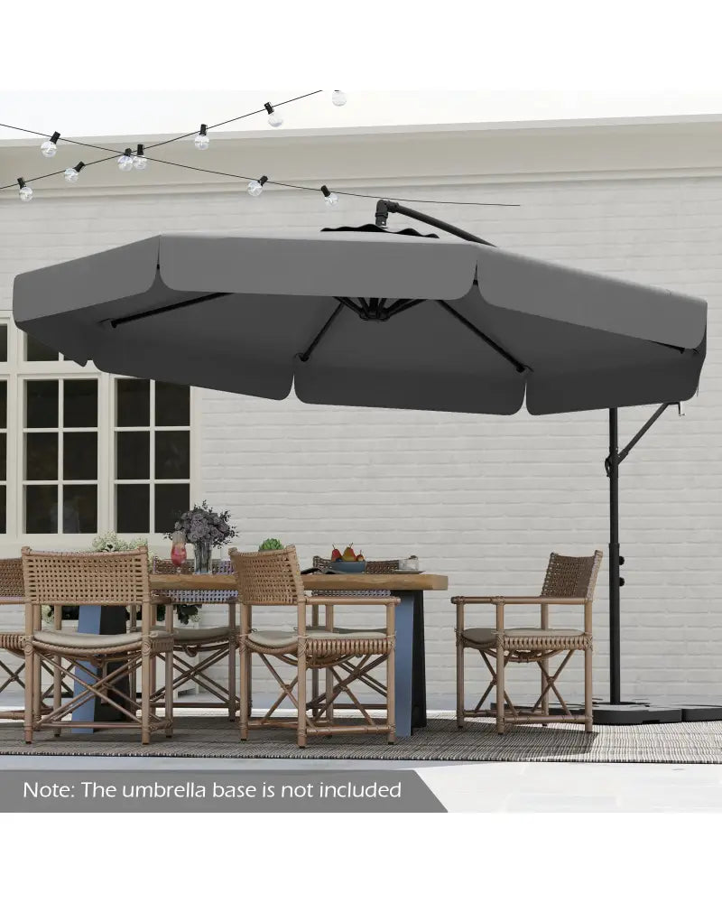 10 Feet Patio Cantilever Umbrella with Cover Tilt Adjustment and Ruffled Edge-Gray - Gray - Outdoor Umbrellas