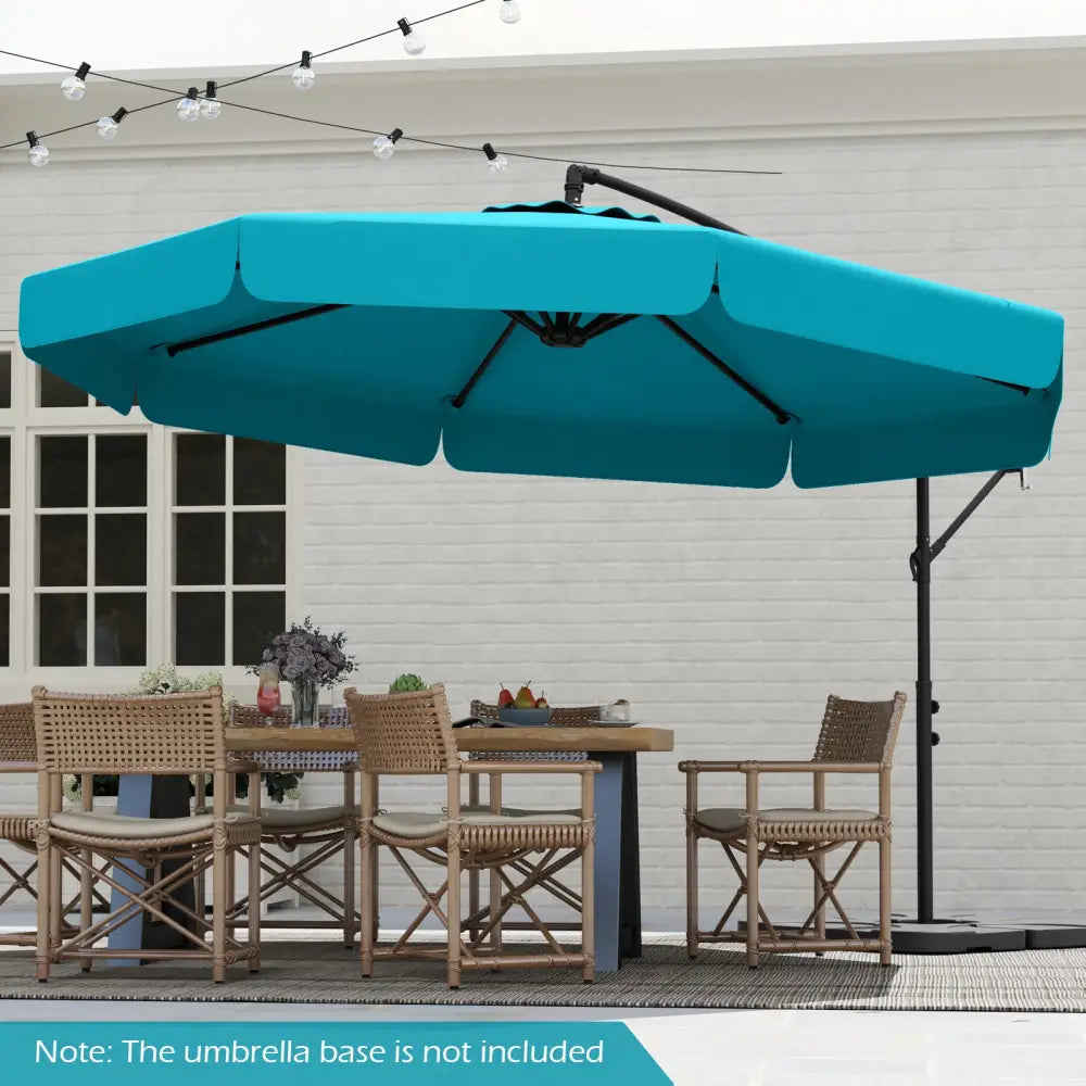 10 Feet Patio Cantilever Umbrella with Cover Tilt Adjustment and Ruffled Edge-Turquoise - Turquoise - Outdoor Umbrellas