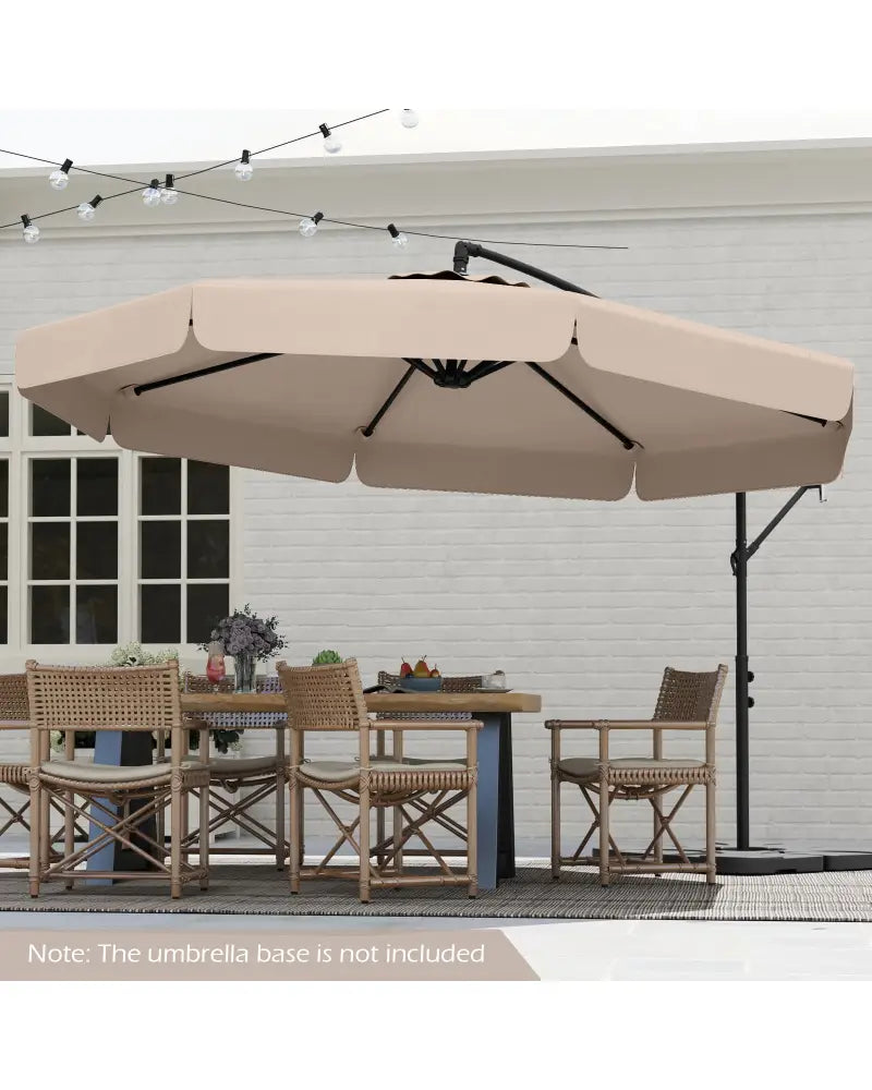 10 Feet Patio Cantilever Umbrella with Cover Tilt Adjustment and Ruffled Edge-Beige - Beige - Outdoor Umbrellas