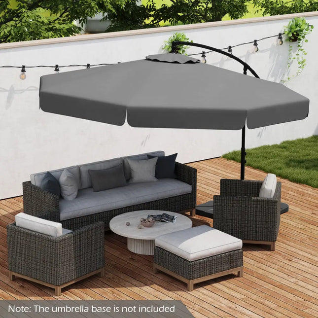 10 Feet Patio Cantilever Umbrella with Cover Tilt Adjustment and Ruffled Edge-Gray - Gray - Outdoor Umbrellas