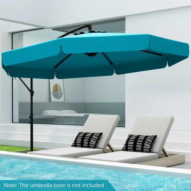 10 Feet Patio Cantilever Umbrella with Cover Tilt Adjustment and Ruffled Edge-Turquoise - Turquoise - Outdoor Umbrellas