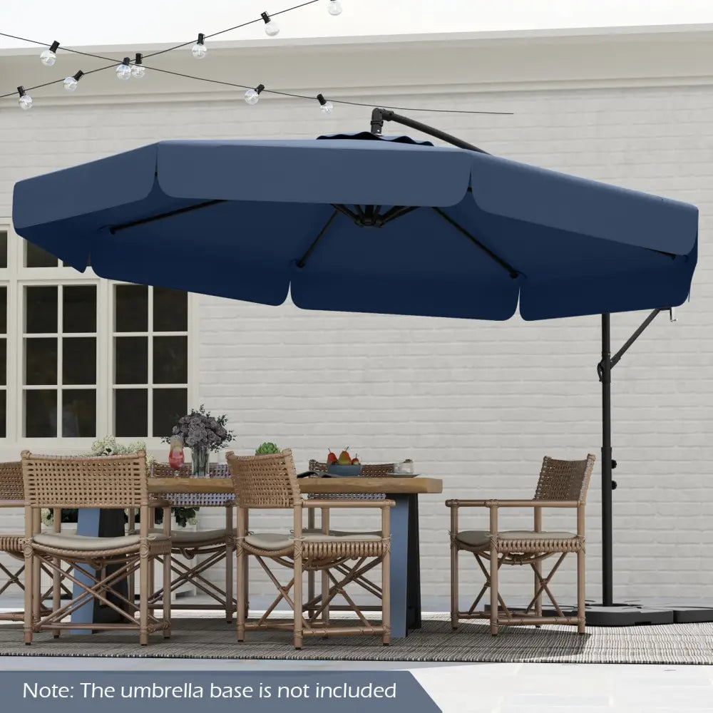 10 Feet Patio Cantilever Umbrella with Cover Tilt Adjustment and Ruffled Edge-Navy - Navy - Outdoor Umbrellas
