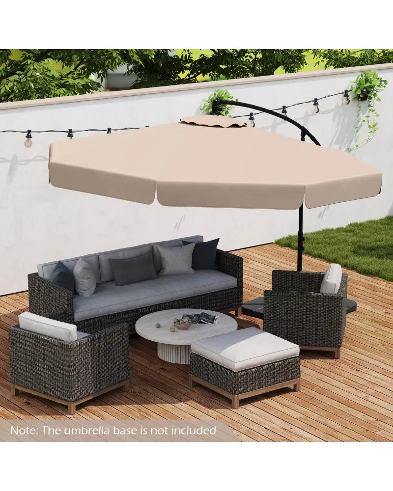 10 Feet Patio Cantilever Umbrella with Cover Tilt Adjustment and Ruffled Edge-Beige - Beige - Outdoor Umbrellas