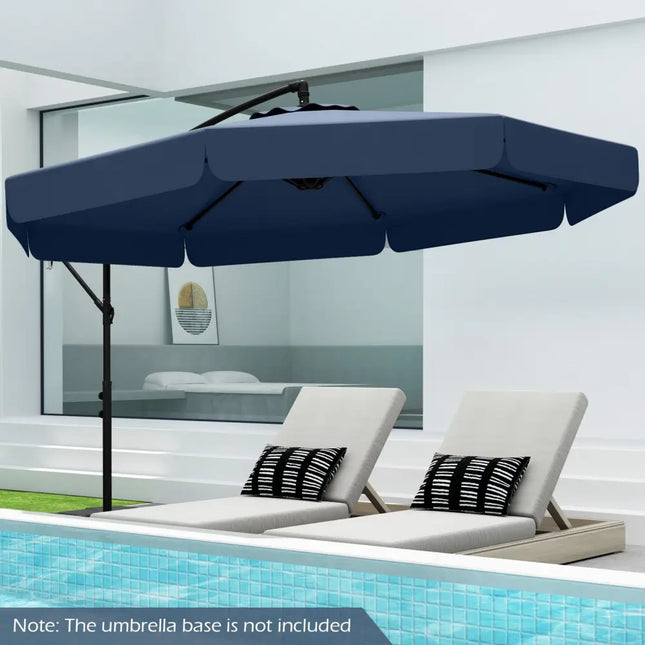 10 Feet Patio Cantilever Umbrella with Cover Tilt Adjustment and Ruffled Edge-Navy - Navy - Outdoor Umbrellas