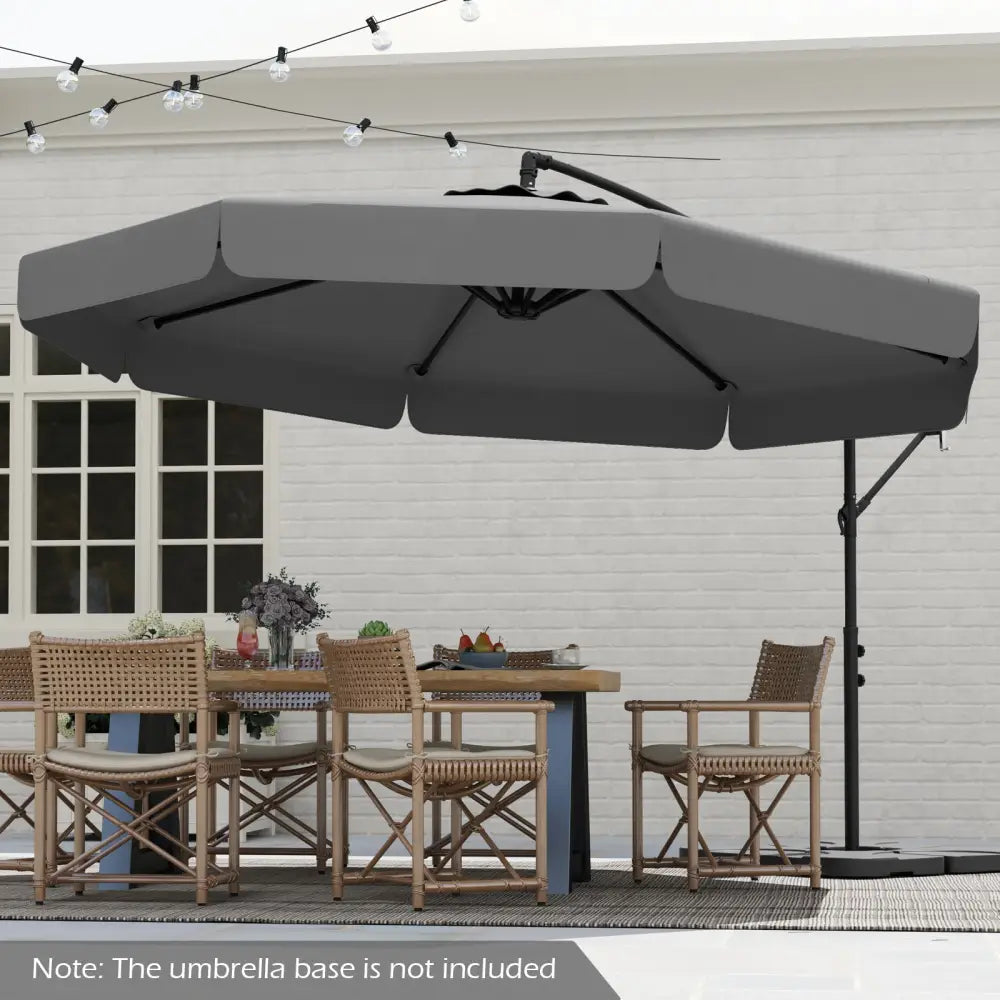 10 Feet Patio Cantilever Umbrella with Cover Tilt Adjustment and Ruffled Edge-Gray - Gray - Outdoor Umbrellas