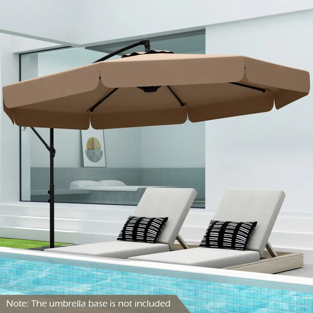 10 Feet Patio Cantilever Umbrella with Cover Tilt Adjustment and Ruffled Edge-Taupe - Taupe - Outdoor Umbrellas