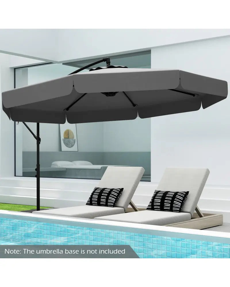 10 Feet Patio Cantilever Umbrella with Cover Tilt Adjustment and Ruffled Edge-Gray - Gray - Outdoor Umbrellas