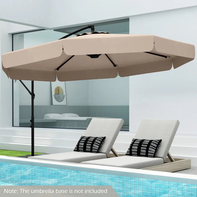 10 Feet Patio Cantilever Umbrella with Cover Tilt Adjustment and Ruffled Edge-Beige - Beige - Outdoor Umbrellas