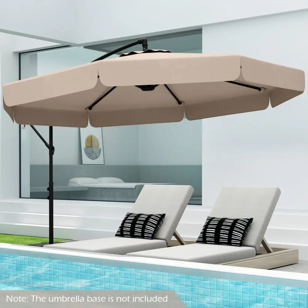 10 Feet Patio Cantilever Umbrella with Cover Tilt Adjustment and Ruffled Edge-Beige - Beige - Outdoor Umbrellas